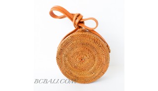 Wholesale circle rattan bags sets of three leather sling bag